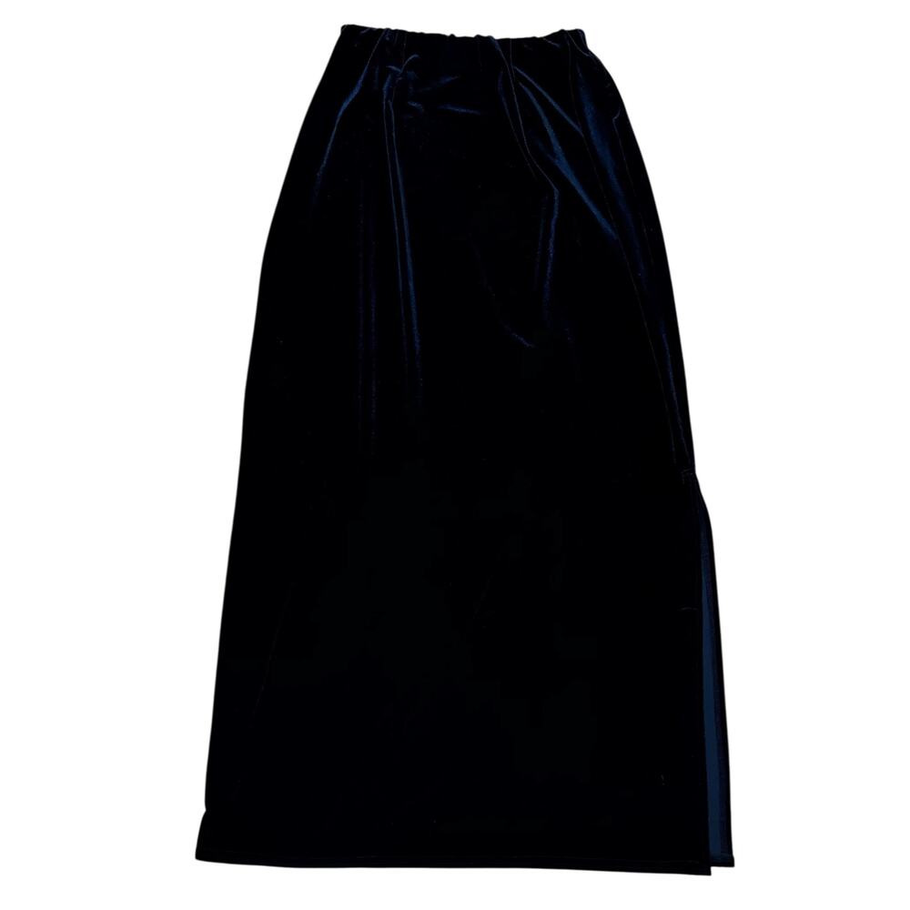 Double D Ranch Velvet Maxi Skirt with Slit Elastic Waist Black USA Size Medium